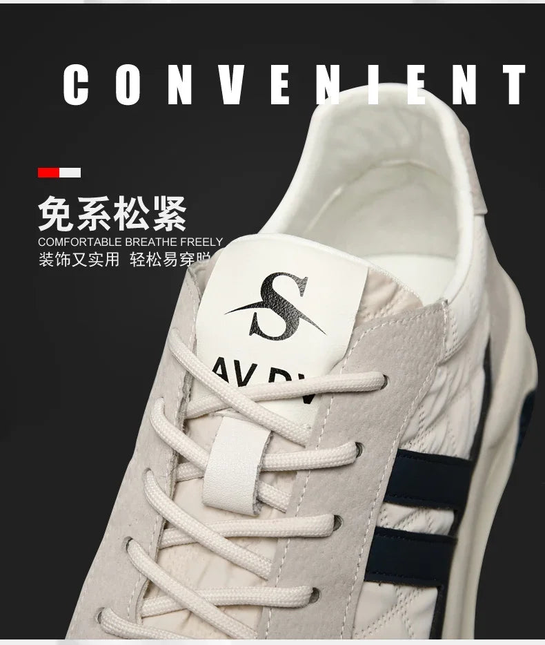 Genuine Leather Lift Sneakers Men Height Increase Insoles 6/8cm High Quality Elevator Shoes Comfortable Breathable Casual Sports.