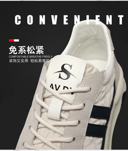 Genuine Leather Lift Sneakers Men Height Increase Insoles 6/8cm High Quality Elevator Shoes Comfortable Breathable Casual Sports.