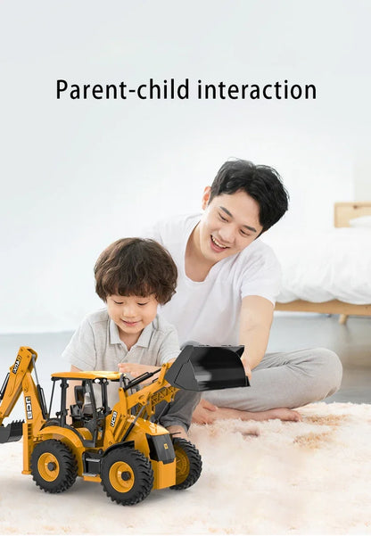 Double E E589 RC Excavator 1/20 2.4G 11CH Remote Control Cars Trucks Backhoe Loader Light Sound Construction Truck JCB Model