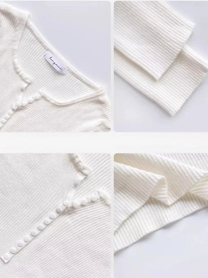 2025 frauen Solide Strick Pullover Herbst Winter Pullover V-ausschnitt Taste Langarm Schlank Pullover Koreanische Casual Basis Schicht Y2k.