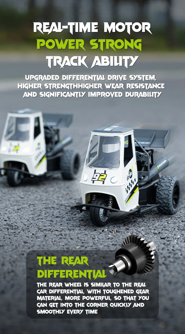 ZWN S810 Three Wheels RC Car With Lights Spray 2.4G Remote Control Electric High Speed Emulation Motorcycles Toys For Kids.