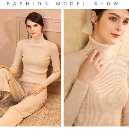 JMPRS Rollkragenpullover Frauen Mode Einfache Winter Pullover Jumper Hohe Elastische Gestrickte Herbst Weibliche Grundlegende Tops Casual Bluse.