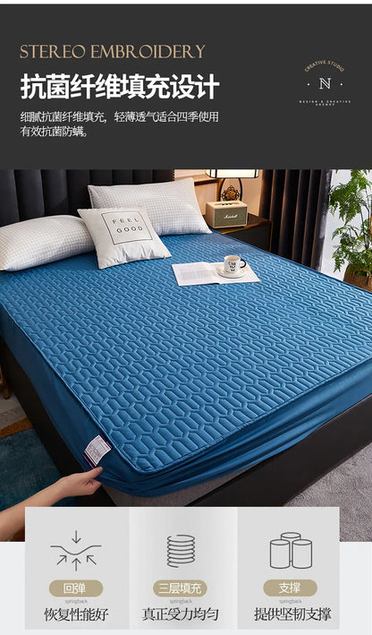 Waterproof Thicken Mattress Cover Quilted Latex Mat Bed Covers Pad Skin-Friendly Fitted Sheet Protector Bedspread150/160/180x200.