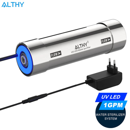 ALTHY LED UV Ultraviolet Water Sterilizer for Under Sink Water Filter / RO Purifier System Mercury-Free Stainless 50 Year Life.