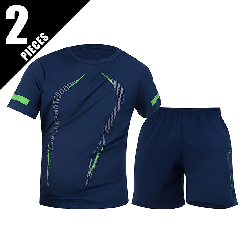 2/4/6 Pcs Plus Size Men's Quick-drying Short-sleeved Shorts Suit Men's Leisure Sports Running Fitness T-shirt Joker Shorts Teen.