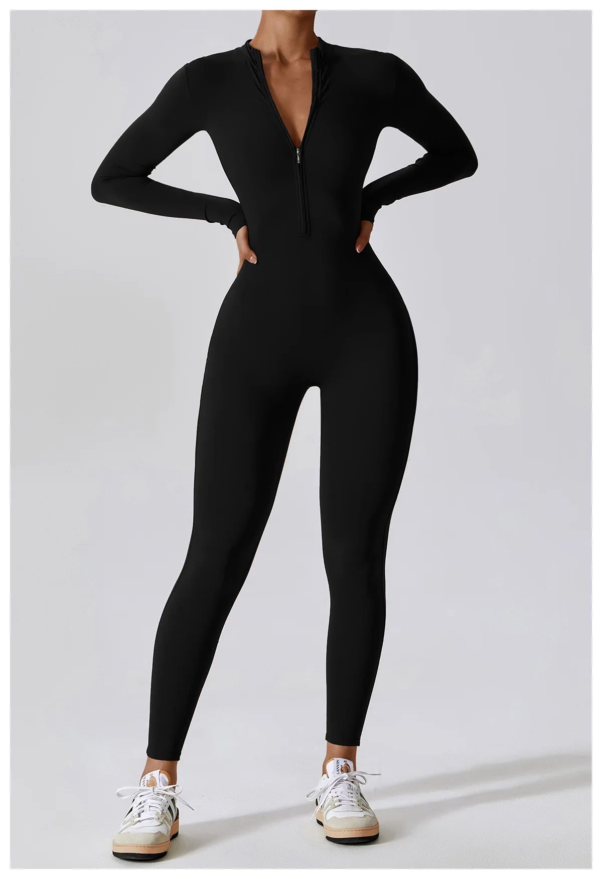 Zipper Long Sleeve Jumpsuit Gym Sportswear Women Yoga Boilersuit Women Sports Jumpsuit Fitness Rompers Stretch Workout Bodysuits