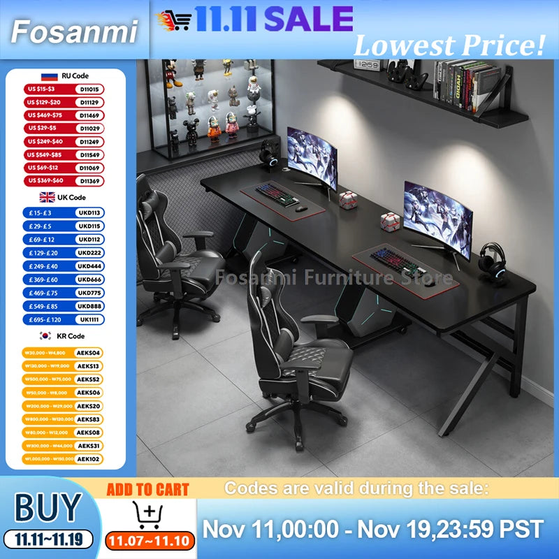 Großer 2-Personen-Gamer-PC-Schreibtisch mit K-förmigen Beinen, moderner Büro-Doppelcomputer-Schreibtische, geräumiger langer Gaming-Tisch für Zuhause und Arbeitszimmer für zwei Personen