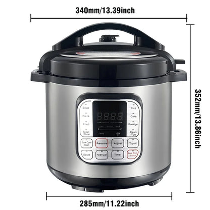 6L Multifunction Electric Pressure Cookers Soup Porridge Heating Meal Heater Kitchen Stainless Steel Multicooker Rice Cooker.