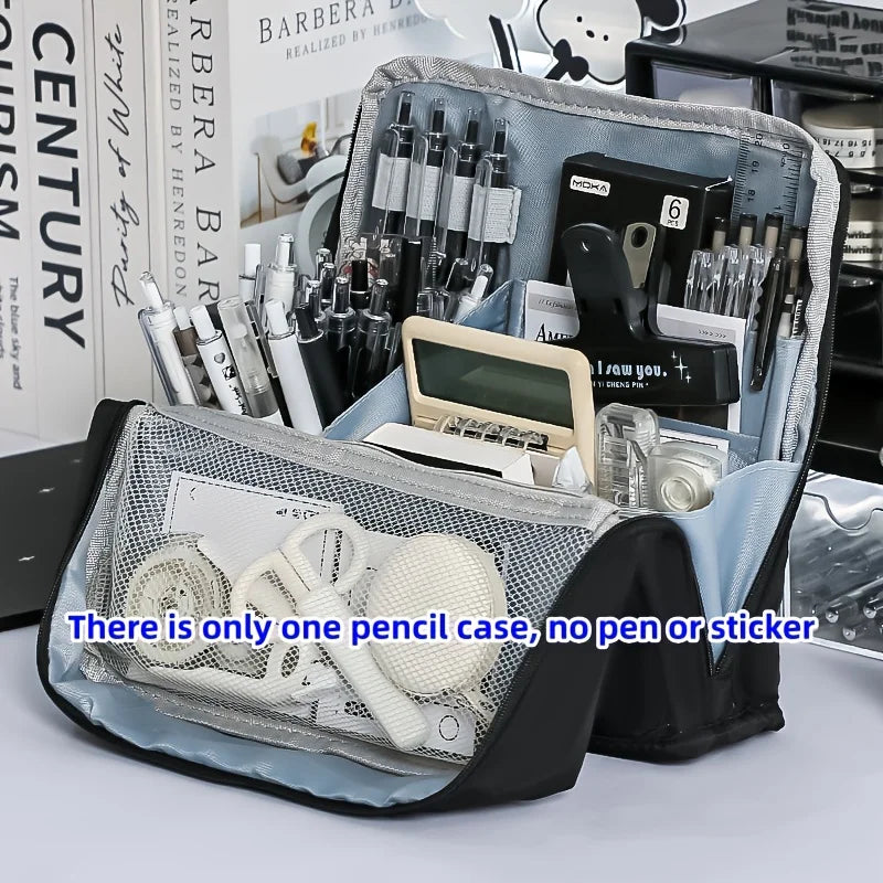 Waschbarer Federmäppchen-Organizer, großes Fassungsvermögen, mehrere Fächer, Netztasche, Aufbewahrungstasche für Schule, Büro, Reisen, Unisex-Geschenk.