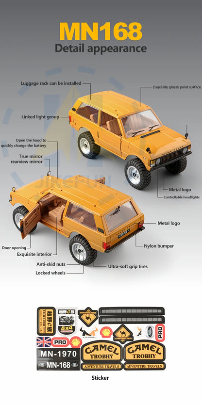 NEW 1/12 MN168 Rc Car MN Model 4WD Remote Control Crawler Off Road Vehicle Electric Climbing Car Toys for Children Adults.
