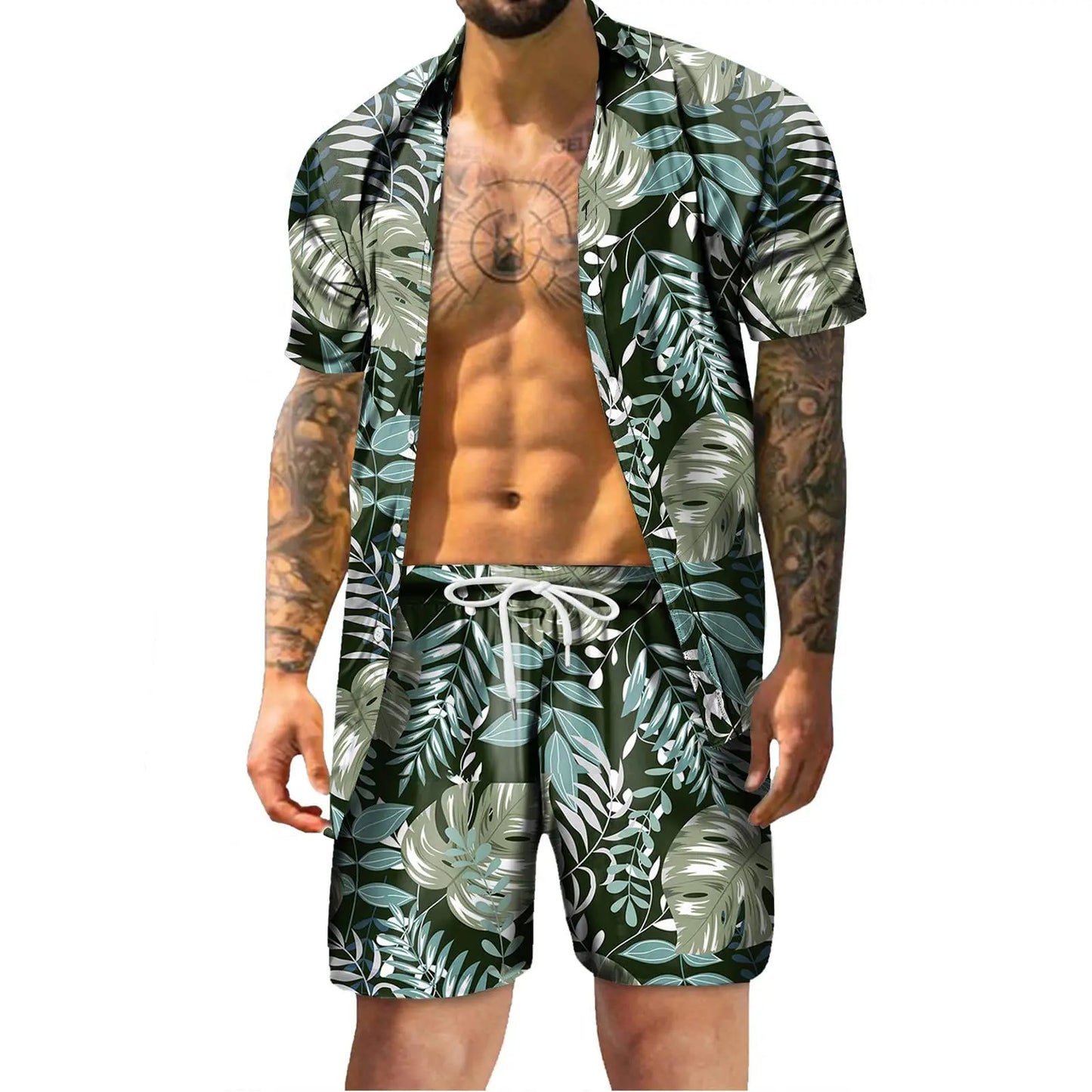 Streetwear in Plattengröße, hawaiianische Herren-Urlaubsanzüge, bedruckte 3D-Freizeithemden mit kurzen Ärmeln, Strandshorts.