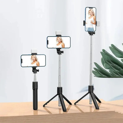 Cell Phone Selfie Stick Tripod Blue-tooth Remote Wireless Selfi Stick Phone Holder Stand with Beauty Fill Light for Phone.