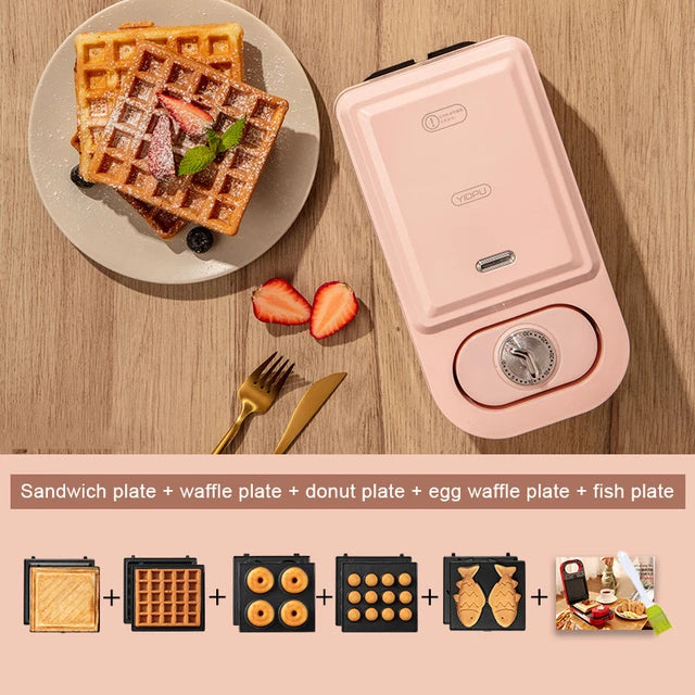 220V Electric Sandwich Maker Timed Waffle Maker Toaster Baking Multifunction Breakfast Machine takoyaki Pancake Sandwichera 600W