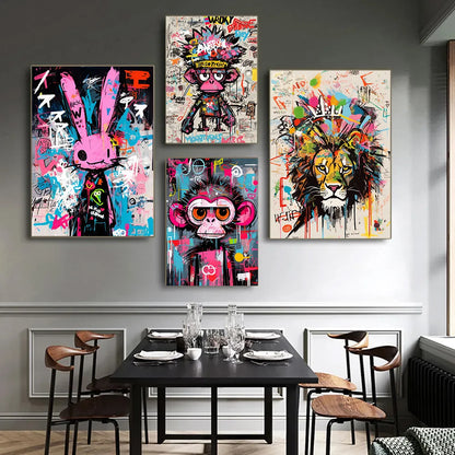 Animation Room Decor Animals Decoration Wall Art Coloured Home Decorations Canvas Painting Graffiti Cartoon Painted Decororation.