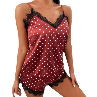 Sommer Frauen sexy Pyjamas Set Satin Seide tiefe V-Spitze Cami Weste Home Kleidung Tops und Shorts Nachtwäsche für weibliche Leibchen Rock.