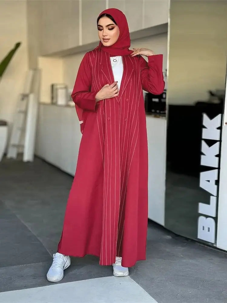 Ramadan Eid Red Kimono Open Abaya Damen Dubai Luxury Islam Muslim Summer Women Kebaya Kaftan Robe Femme Musulmane without hijab.