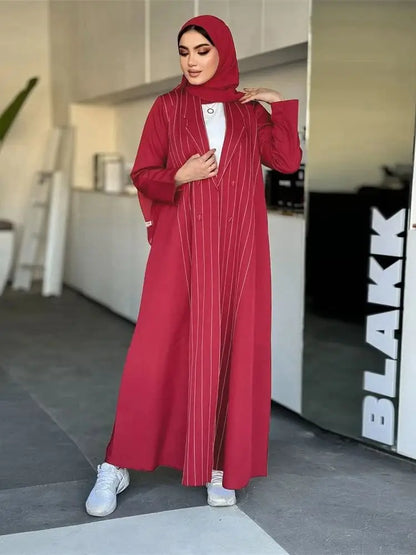 Ramadan Eid Red Kimono Open Abaya Damen Dubai Luxury Islam Muslim Summer Women Kebaya Kaftan Robe Femme Musulmane without hijab.
