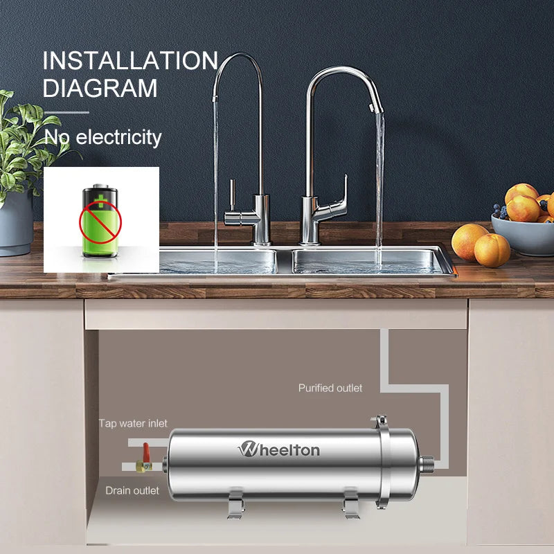 Wheelton PVDF UF 3500L/H Water Purifier Whole House Ultrafiltration Filter 0.01um Filtration SUS304 Drinkable Water.