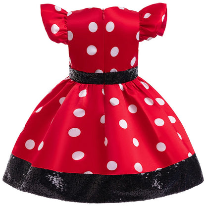 Disney Minnie Mouse Mädchen Polka Dot Schleife Prinzessin Kleid Jungen Kinder Mickey Mouse Halloween Karneval Party Performance Kleidung Anzug.