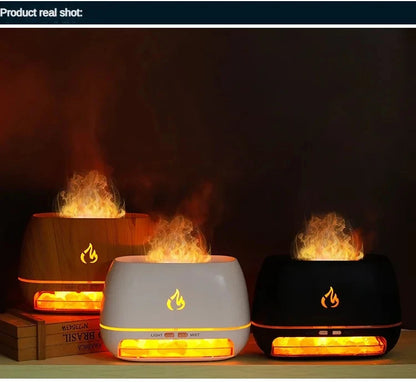 New Himalayan Crystal Salt Stone Aroma Air Humidifiers 3D Flame Fire Colorful Night Light Aromatherapy Essential Oil Diffuser.