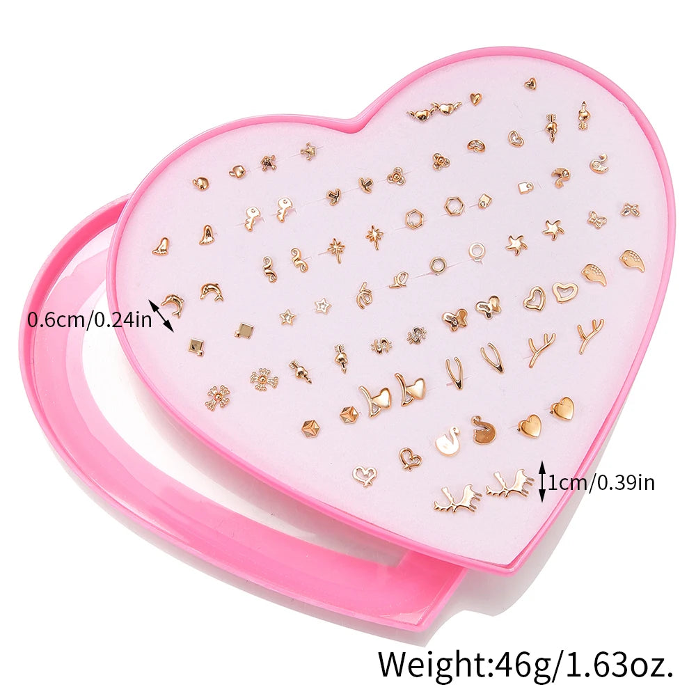 Multicolor 36Pairs Cartoon Hypoallergenic Plastic Stud Earrings Set For Women Girl Cute Animal Flower Ear Wedding Gifts Jewelry