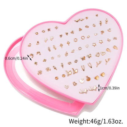Multicolor 36Pairs Cartoon Hypoallergenic Plastic Stud Earrings Set For Women Girl Cute Animal Flower Ear Wedding Gifts Jewelry