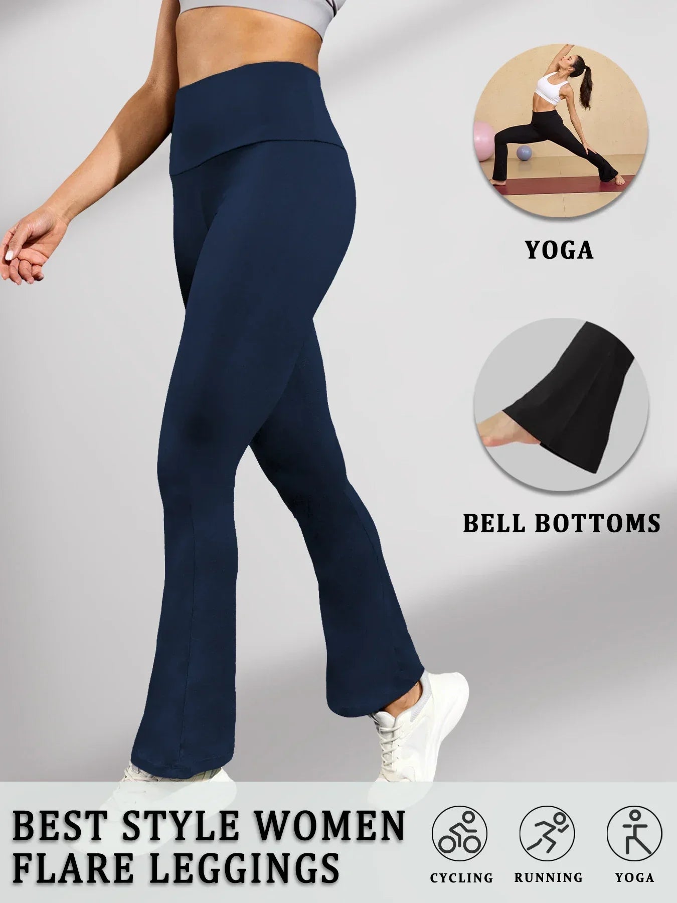 Women's Super Soft Flare Pants High Waisted Tummy Control Workout Yoga Leggings Bell Bottoms.