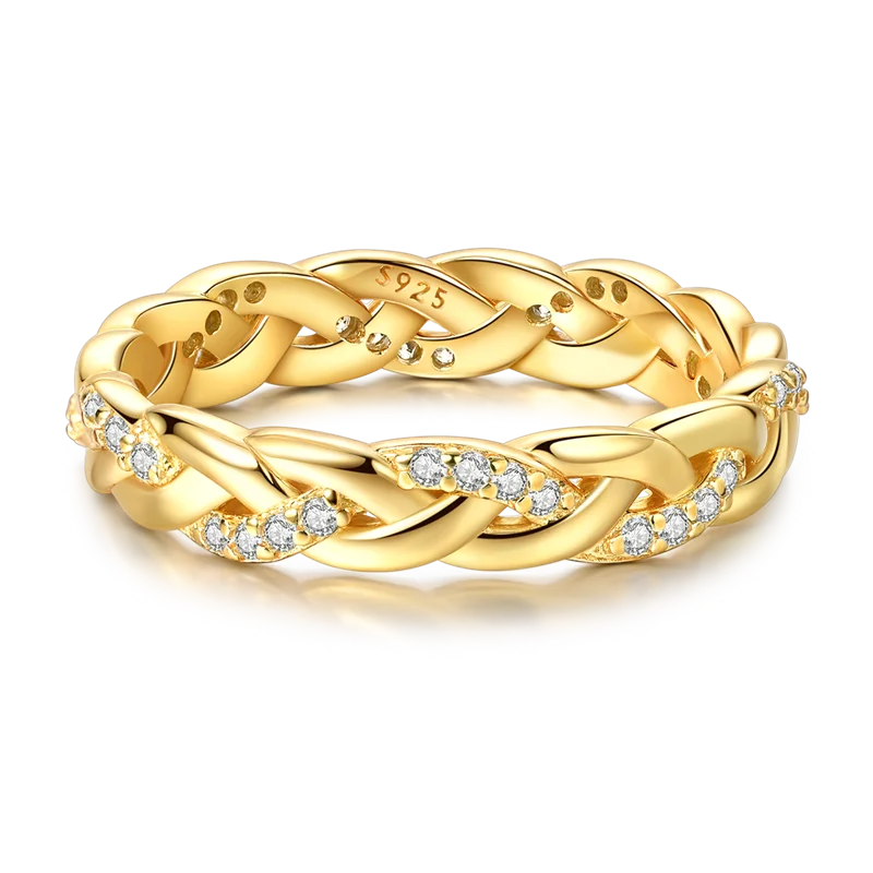 925 Sterling Silver Rings Gold Color Sparking Popular LOVE Wedding Ring Certified Women Engagement Jewelry Anniversary Gifts.