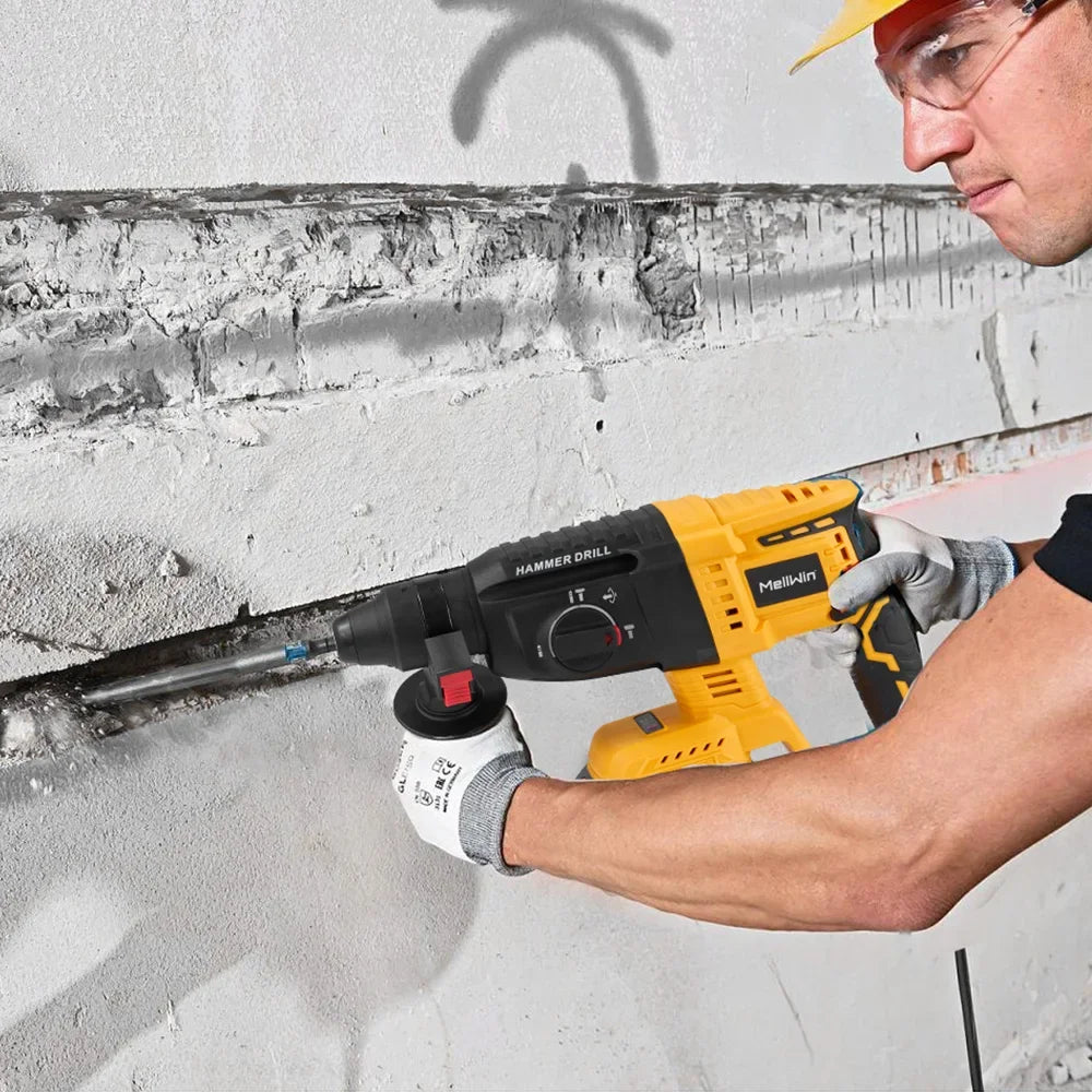 MELLWIN 26 mm bürstenloser elektrischer Bohrhammer, multifunktionaler Bohrhammer, Schlagbohrmaschine, Werkzeugset für Makita 18 V Batterie-Pin