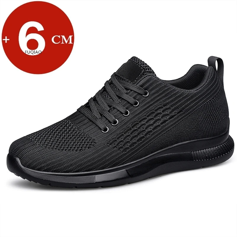 Men Big Size 37-47 Breathable Mesh Elevator Sport Shoes Soft Comfortable 6cm Hidden Heels Height Increasing Sneakes Lift Casual