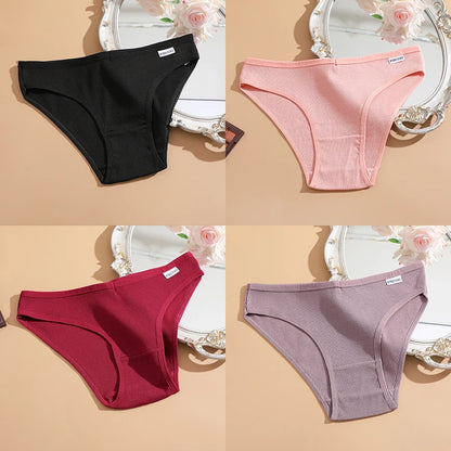 FINETOO 4Pcs/Set M-4XL Cotton Panties Female Underpants Sexy Panties for Women Briefs Underwear Plus Size Pantys Lingerie.