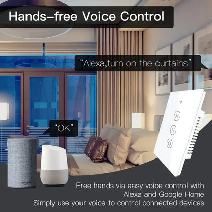 US EU WiFi RF433 Smart Touch Vorhang Rollos Motorschalter Tuya Smart Life App Fernbedienung Funktioniert mit Alexa Google Home.