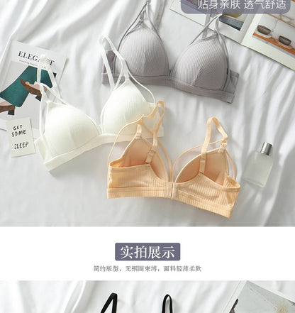 Sexy Women Bra Wire Free Brassiere Push Up Lingerie French Triangle Cup Bra Underwear Thread Top Female Intimates Bralette.