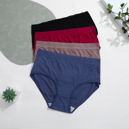 6PCS Women's Plus Size Lace Panties Seamless Solid Color Sport Cozy Physiological Underwear Female Breathable Elastic Lingerie.