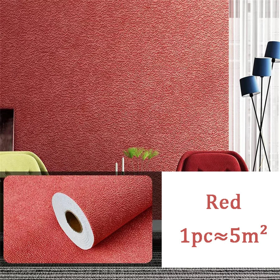 10 m 3D verdickte selbstklebende Tapete Leinen schlicht Kieselalgen Schlamm Wandaufkleber Farbe Dekor Renovierung Antikollision Home Decor