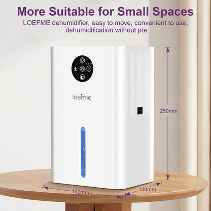 LOEFME Electric Dehumidifier 1800ml Tank, Quiet Dehumidifier for Home, with 6/8/10 Hour Timer for Bathroom, Kitchen, Living Area.