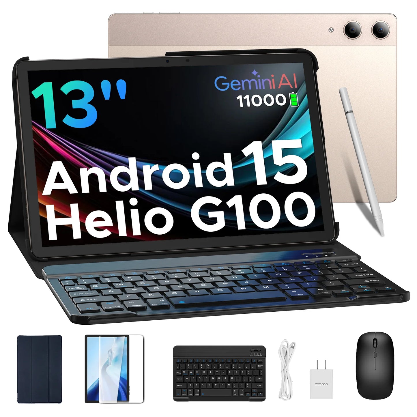 Doogee Tab E3 Pro 2 in 1 Tablet Pc 13" Android 15 Gemini Ai 32Gb Ram(8+24) 256Gb 11000Mah Battery Helio G100 Octa Core Tablet Pc.