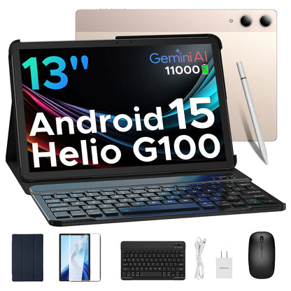 Doogee Tab E3 Pro 2 in 1 Tablet Pc 13" Android 15 Gemini Ai 32Gb Ram(8+24) 256Gb 11000Mah Battery Helio G100 Octa Core Tablet Pc.