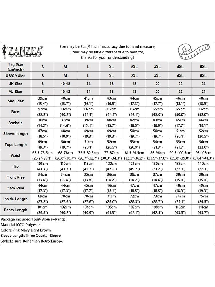 ZANZEA 2025 Women Autumn Matching Sets Solid Outfits Vintage Casual O Neck Long Sleeve Tops Pant Sets Fashion OL Work Tracksuit.