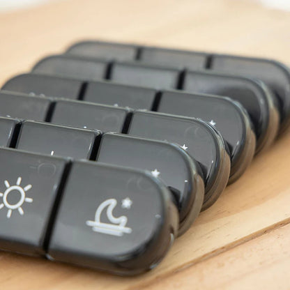 Weekly 6/7/8/10/21 Grids Pill Box Medicine Organizer Black Plastic Storage Box Container Portable Pill Case.