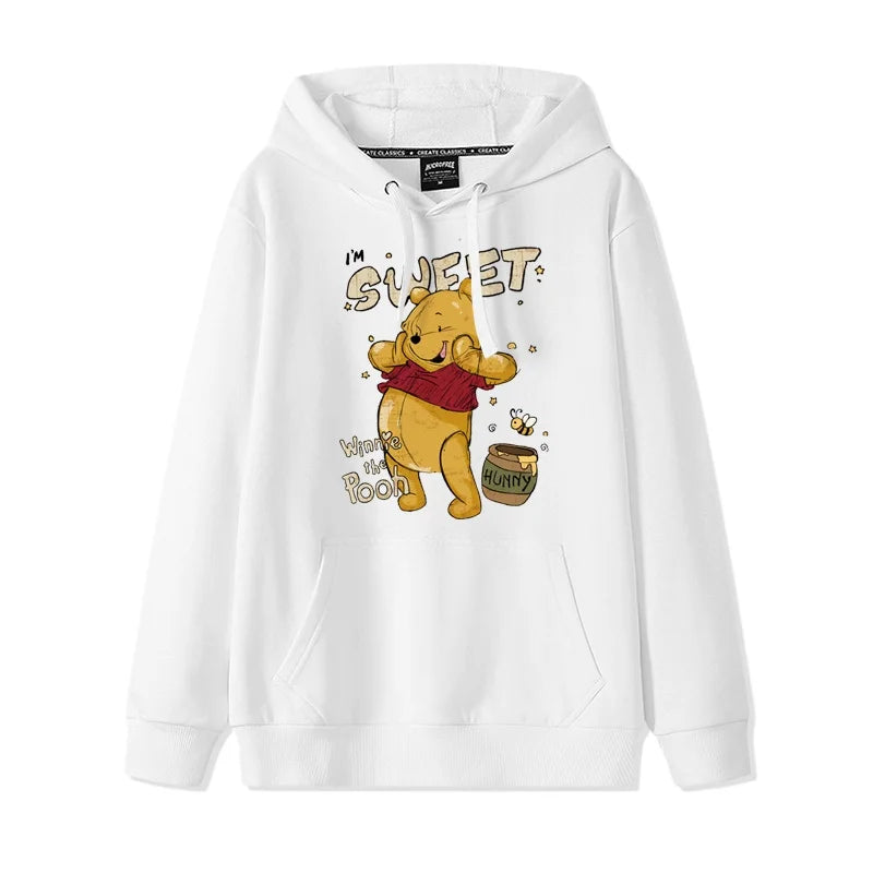 Cartoon Winnie the Pooh Mode einfacher Pullover Damen lockere und bequeme Kapuze vielseitige Paar Freundin Pullover Jacke