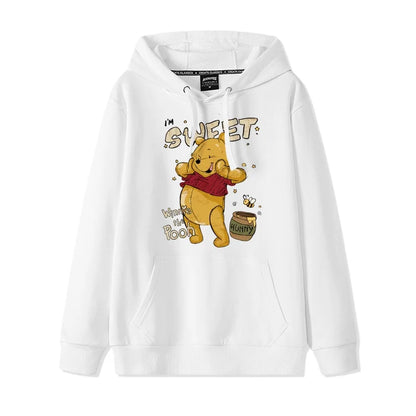 Cartoon Winnie the Pooh Mode einfacher Pullover Damen lockere und bequeme Kapuze vielseitige Paar Freundin Pullover Jacke