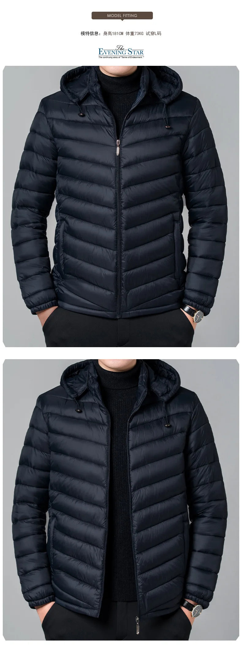 New Autumn Men's Thin Cotton Jacket Ribs Middle-aged and Elderly Hooded Cotton.