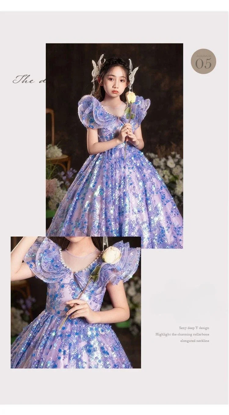 Elegante Mädchen Prinzessin Geburtstag Party Blumenmädchen Hochzeit Schönheit Kleid Kinder Leistung Weiß Rosa Tutu für formelle Anlässe.
