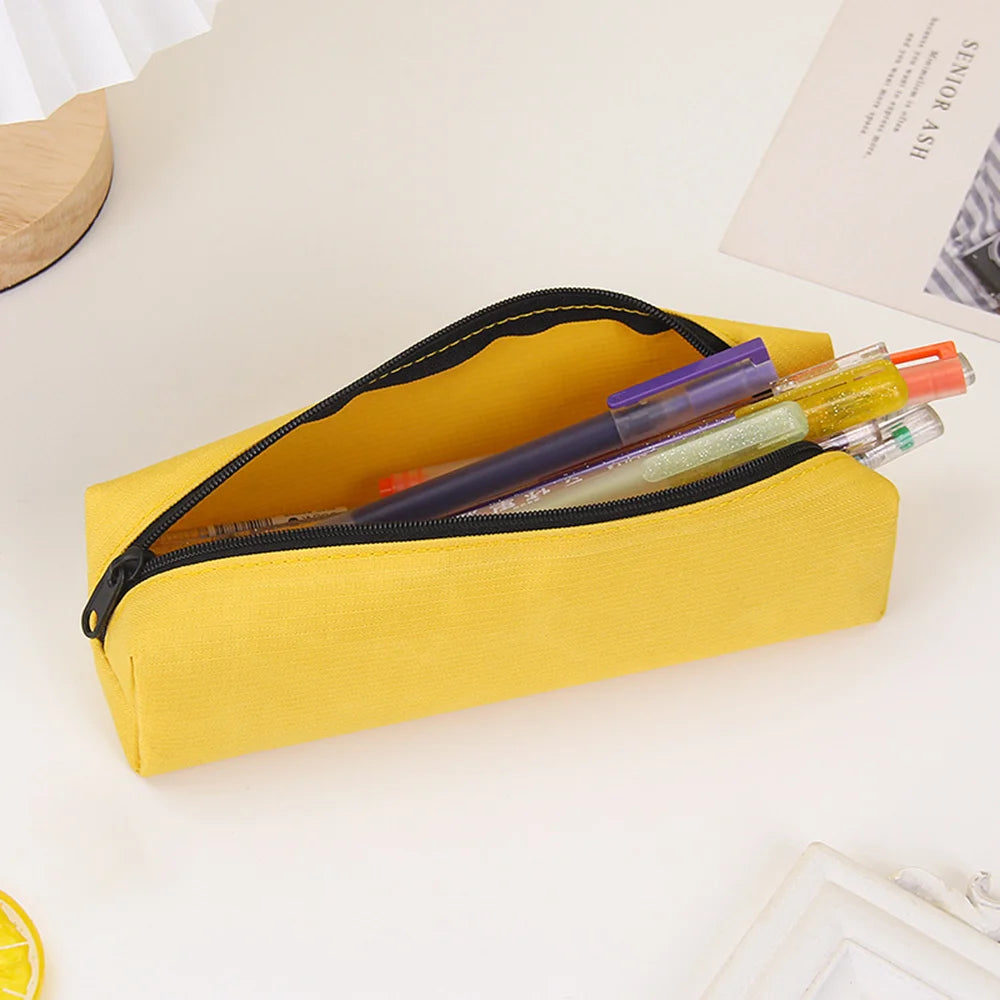 Solid Color Pencil Case Simple Pencil Bags For Student New Stationery School Supplies Kids Gift Zipper Big Cosmetic Bag.