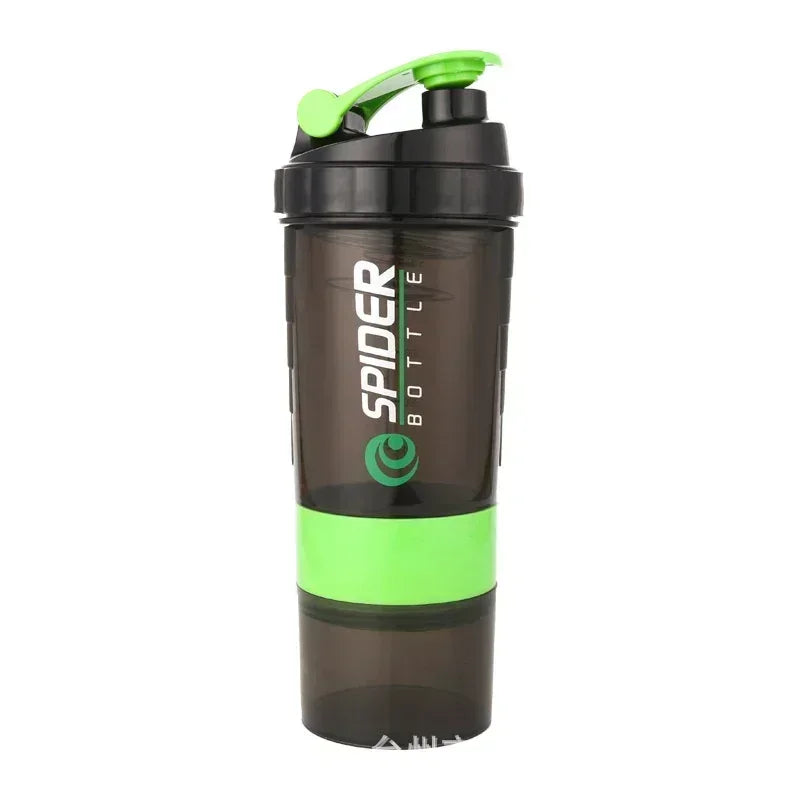 3 Layer Shaker Bottle Protein Mixing Shake Cup Sports Fitness Water Cup 550ml Scaled Plastic Water Bottles with Medicine Box