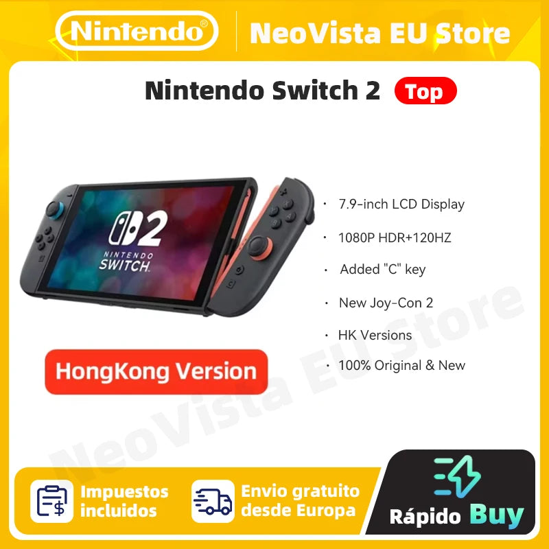 EU Ship Nintendo Switch 2 With Mario Kart World NS2 Handheld Game Console 7.9-inch LCD 1080P Magnetic Design NS2 Nintendo Switch.
