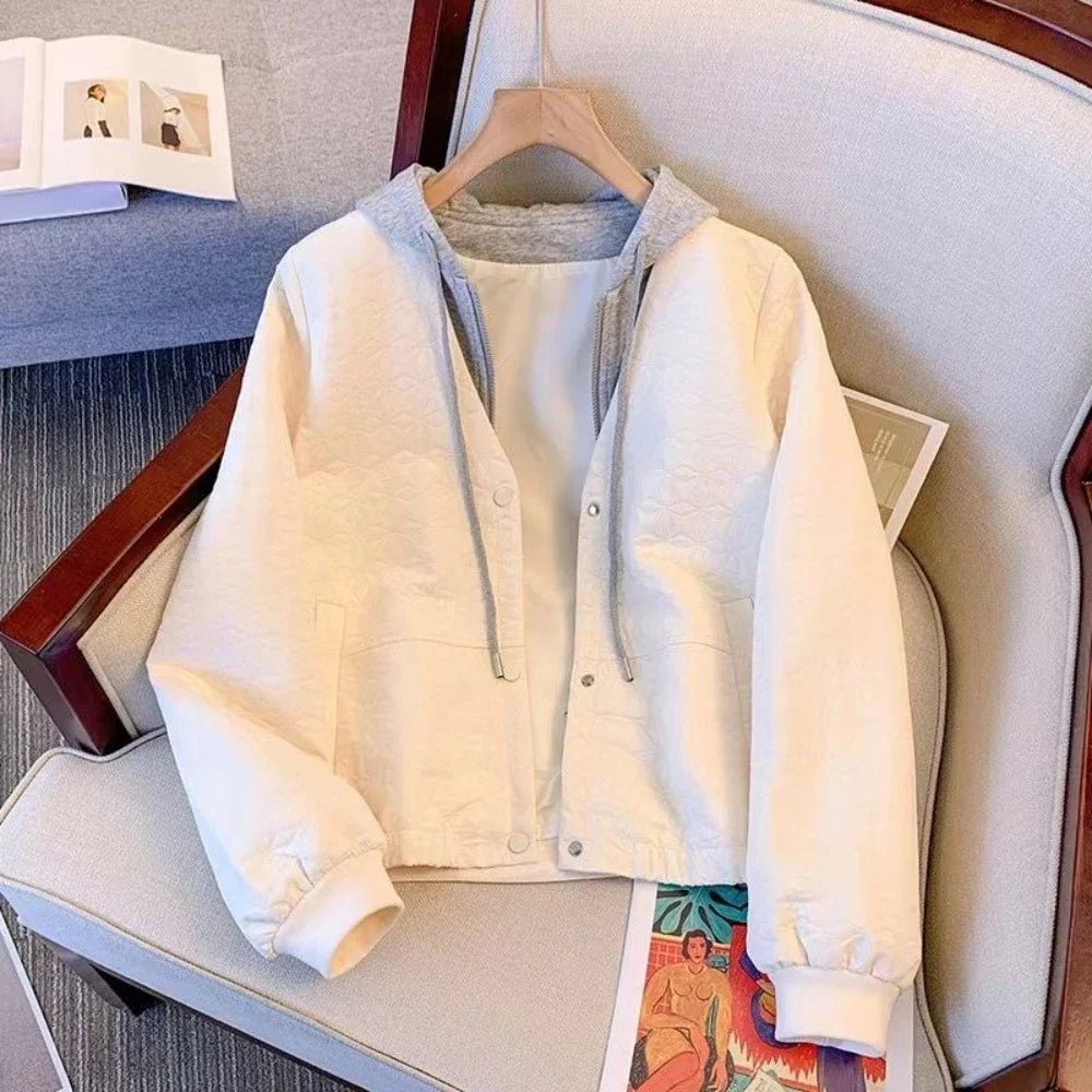 Frühling Herbst Damen Bomberjacken mit Kapuze, kurz, Vintage-Angebot, neu in Outerwears, weibliche Baseball-Fliegermäntel, eleganter Verkauf.