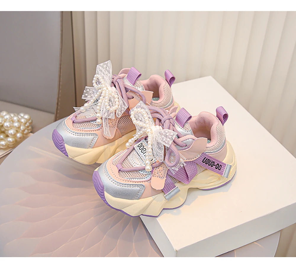 Autumn Sneakers For Kids Korean Style Trend Fashion Girl's Sneakers Soft-soled Breathable Teenager Children Sport Shoes.