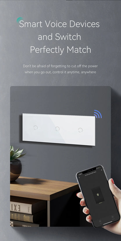 BSEED WIFI Touch Schalter Serie Wand Smart Licht Schalter Blaue LED Hintergrundbeleuchtung Glas Sensor Bildschirm Tuya APP Schalter EU Standard.